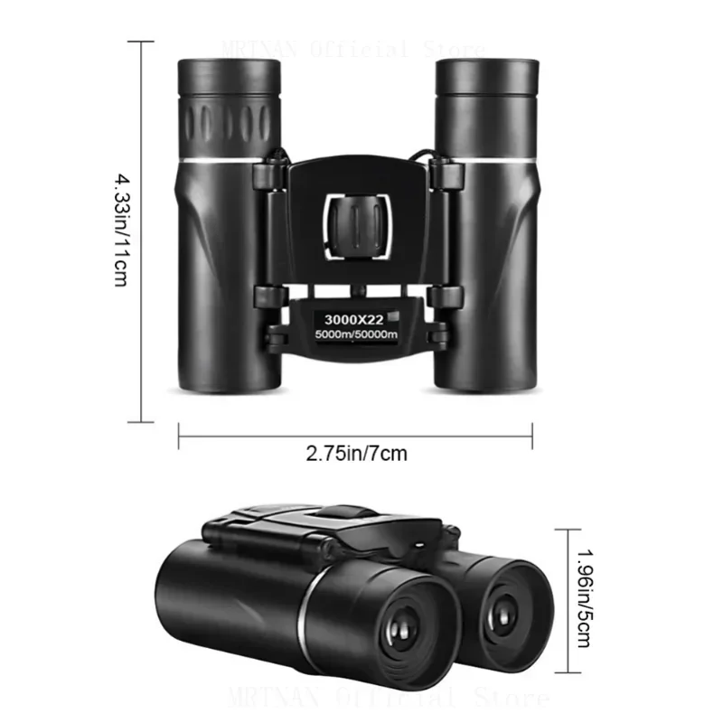 High Power HD 3000x22 Binoculars 50000M Long Range Portable Low Light Level Travel Folding Mini Telescope Optics For Camping