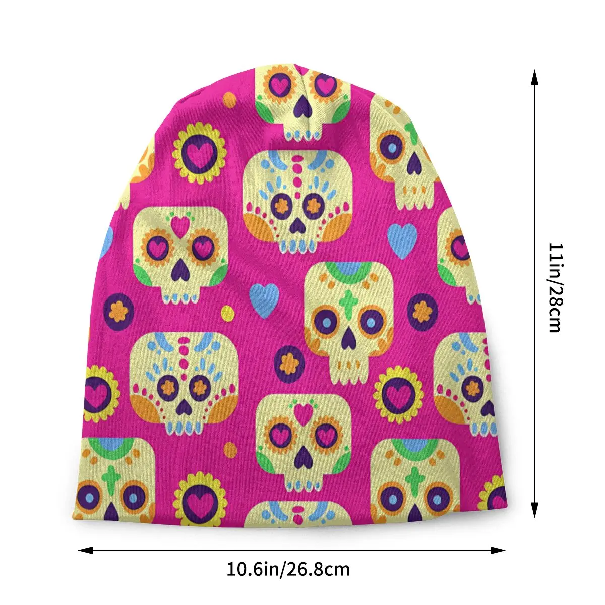 Dia De Muertos Pattern Pink Outdoor Beanie Caps Skull Skeleton Skullies Beanies Ski Caps Soft Thin Bonnet Hats