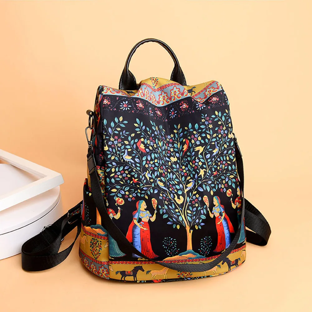 حقيبة ظهر أكسفورد مضادة للسرقة ذات سعة كبيرة للنساء للهدايا (شجرة)