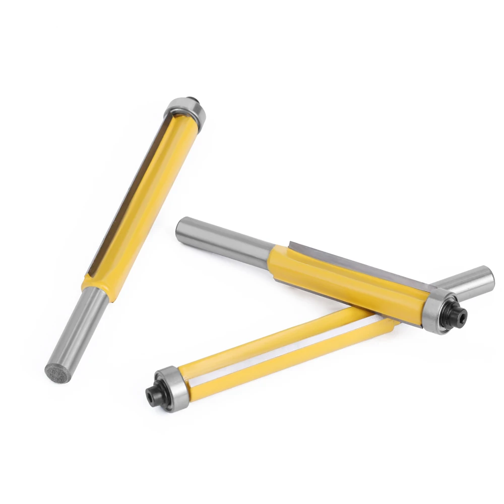 8mm Shank Long Blade Flush Trim Router Bit With Bearing for Wood Template Pattern Bit Tungsten Carbide Milling Cutter