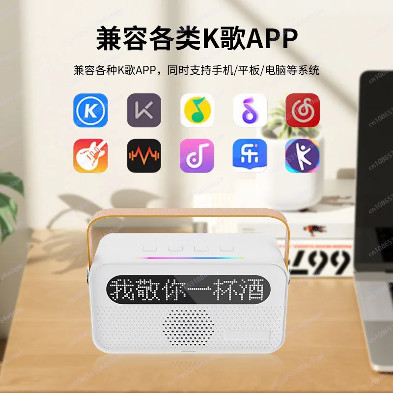 صوت كاريوكي، صوت بلوتوث لاسلكي محمول مع ميكروفون، عرض كلمات ميكروفون لاسلكي للأطفال متكامل #3