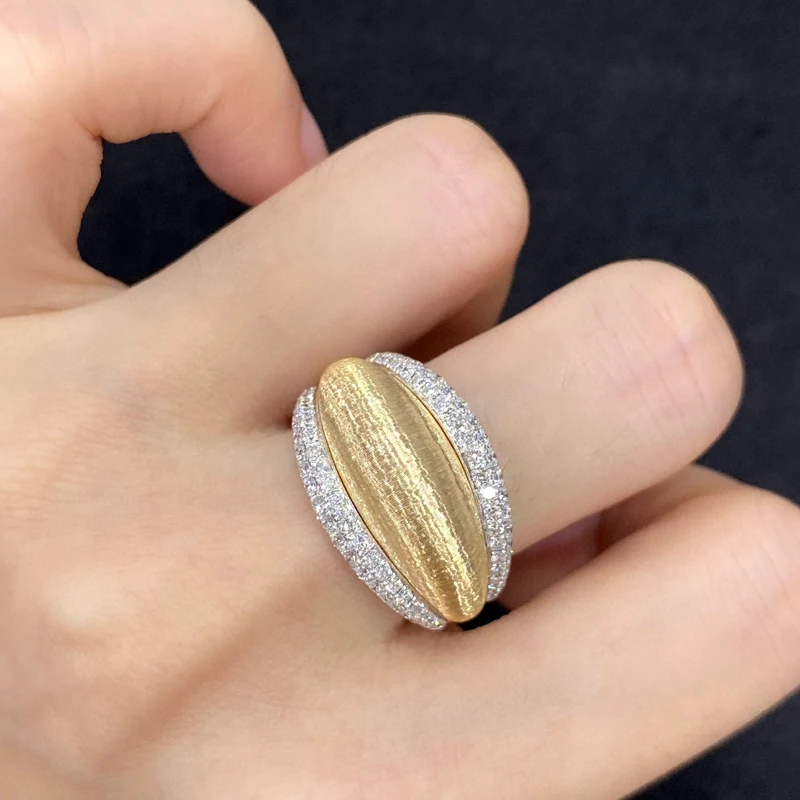 Kazuo Vintage Sieraden 18K Geel Gouden Sieraden Sets Echte Diamanten Mode Blad Ring Voor Vrouwen Engagement Wedding Party