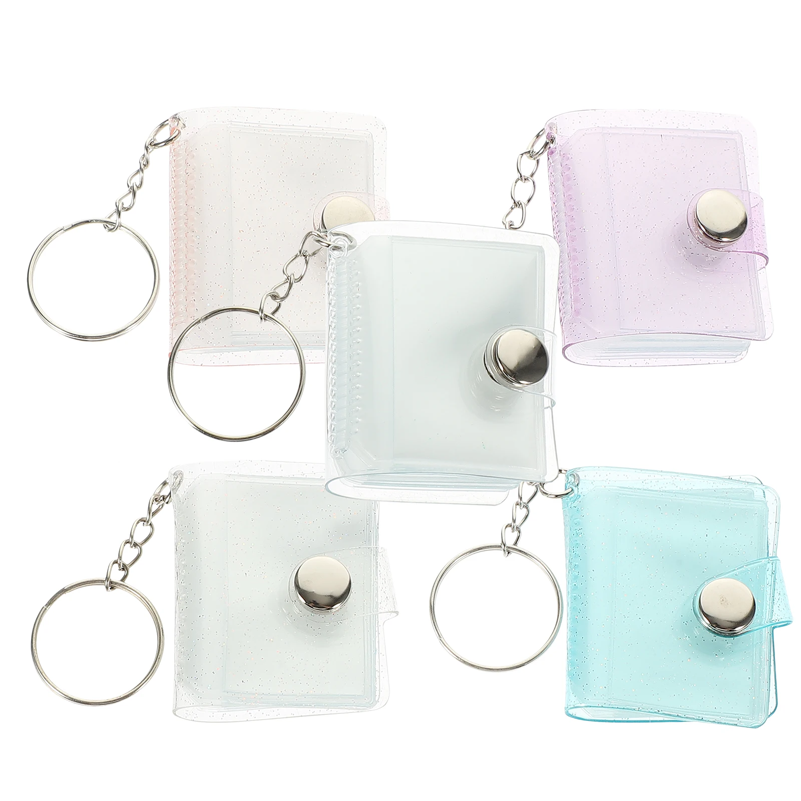 

5pcs Mini Photo Album Keychains PVC Transparent White Picture Holder Pendant for Bag Plastic Photo Keychain