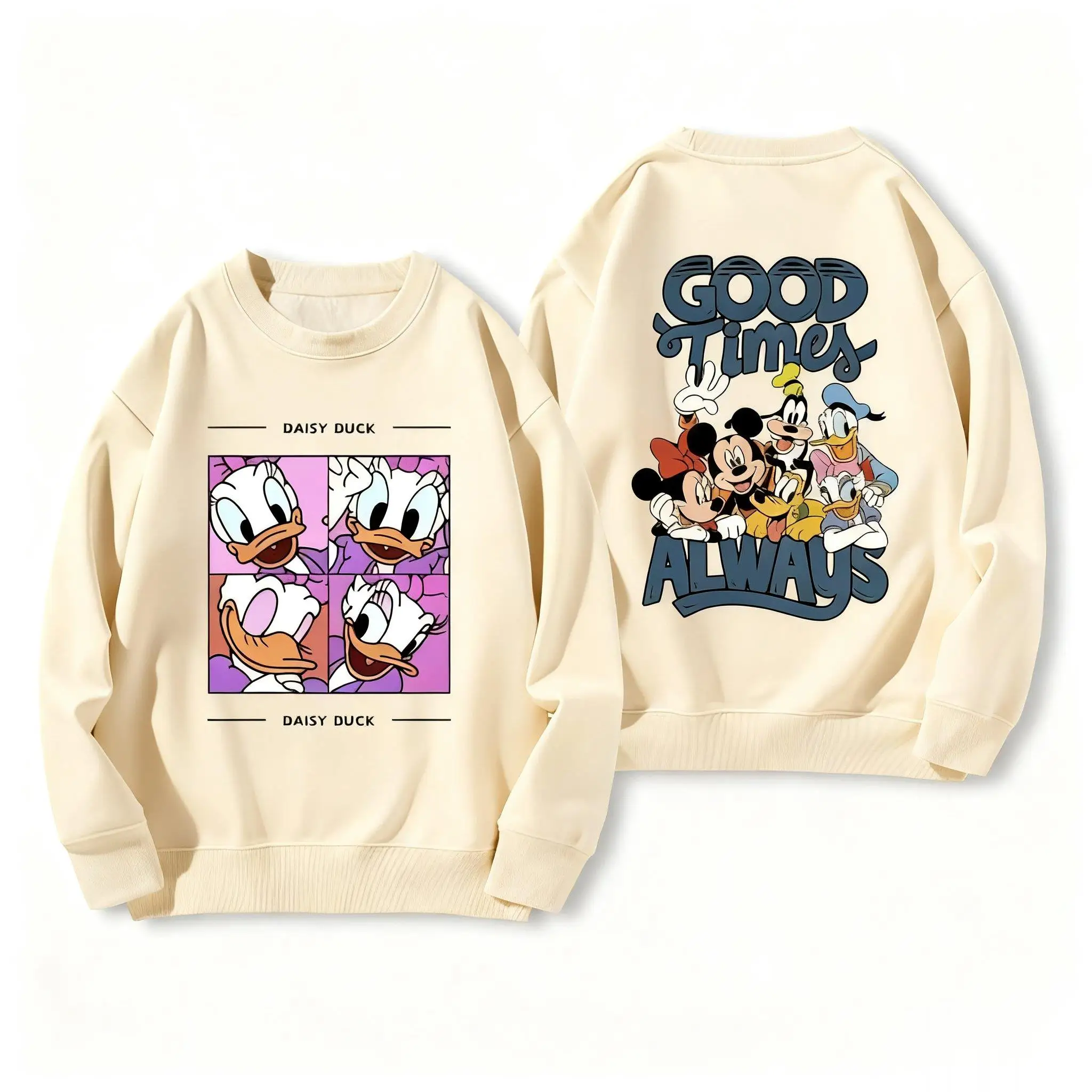 Sweat-shirt surdimensionné à col ras du cou Disney Donald pour hommes et femmes, pull à capuche, Streetwear, nouveau haut à manches longues, automne hiver Y2k