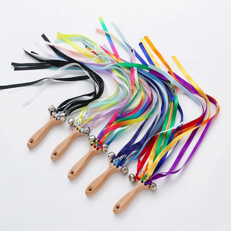 Bé Bằng Gỗ Lục Lạc Với 50Cm Rainbow Nơ Trẻ Em Tay Diều Streamer Có Chuông Ngoài Trời Đồ Chơi Thể Thao Em Bé Đồ Chơi Giáo Dục quà Tặng