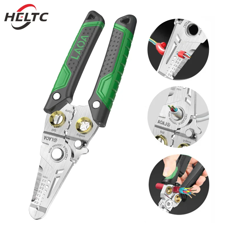 LAOA 8 In 1 Wire Stripping Pliers Multifunction Electrician Cable Cutting Terminal Crimping Splitting Winding Line Hand Tools