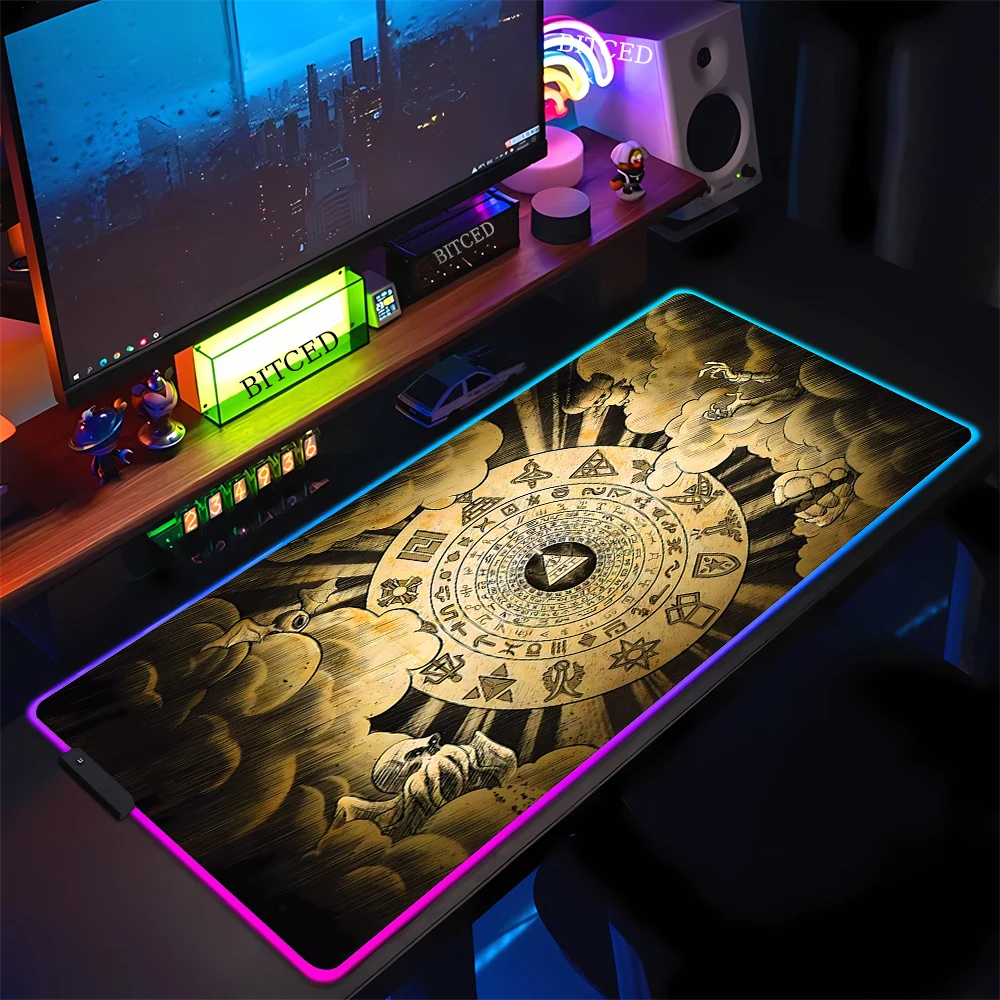 Large RGB Mouse Pad Anime Gravity Fall Keyboard Table mat Gamer LED Backlight Accessories PC Desktop Carpet Bill Cipher Deskmat