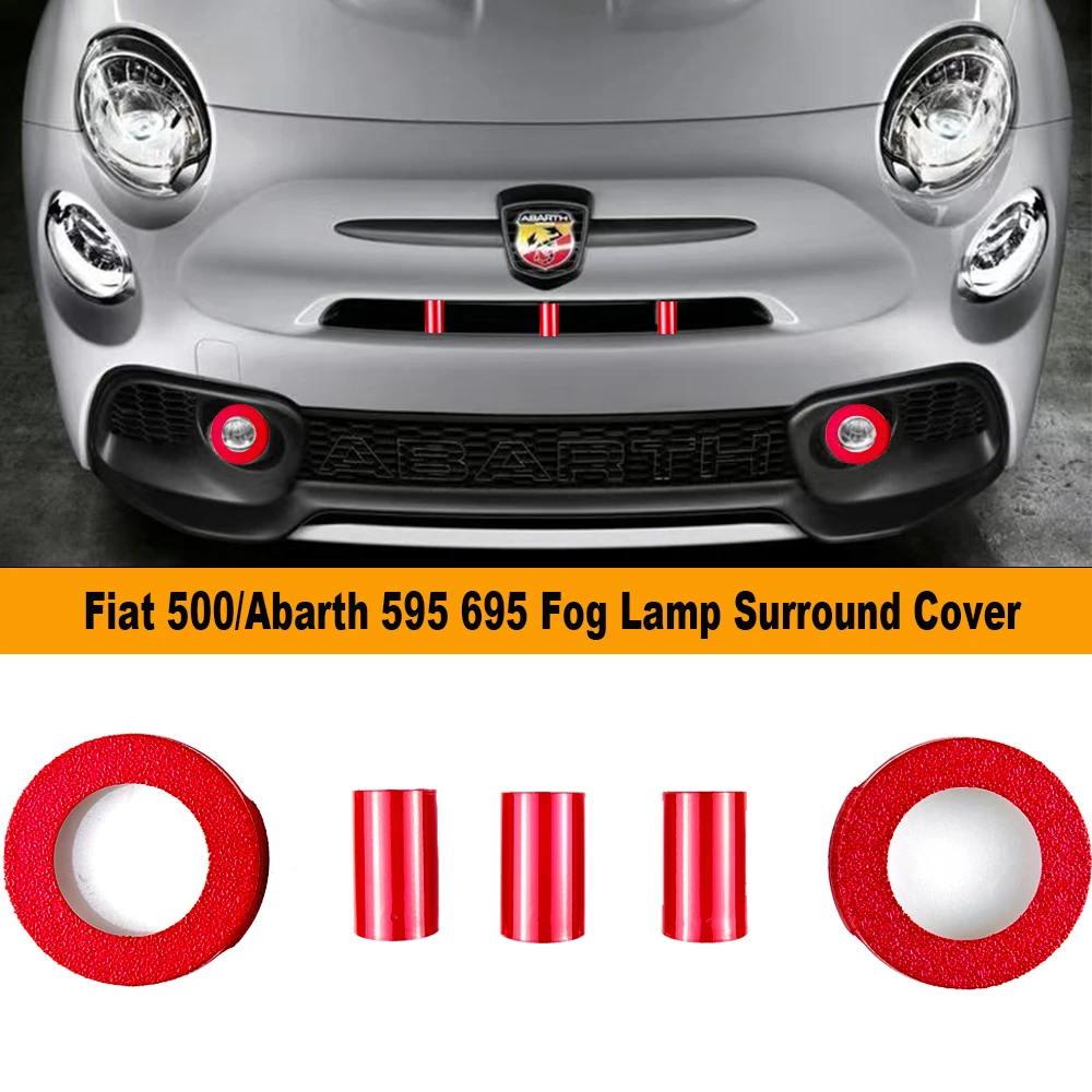 Brand New ABS Plastic Material Fashion Design Racing Click On Style Fog Lamp Surround Cover For Fiat500/Abarth 595 695（5pcs/set)