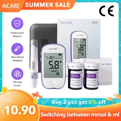 AICARE Blood Glucose Meter Glucometer Diabetes 50/100 Test Strips Lancets Blood Sugar Meter Monitor Medical Devices Tester