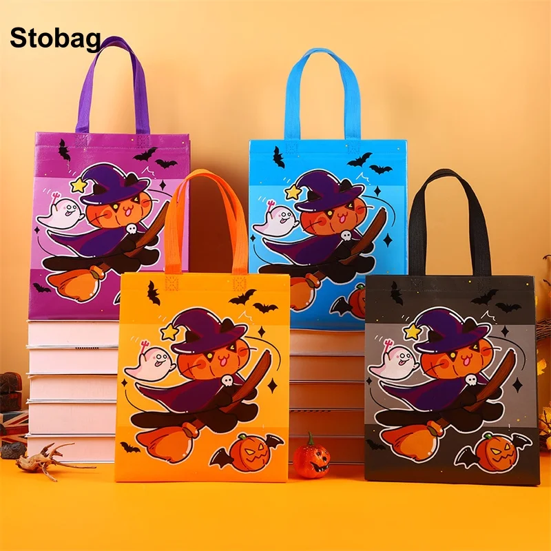 

StoBag 8/20pcs Happy Halloween Non-woven Gift Tote Bags Handbag Kids Fabric Packaging Waterproof Storage Reusable Pouch Party