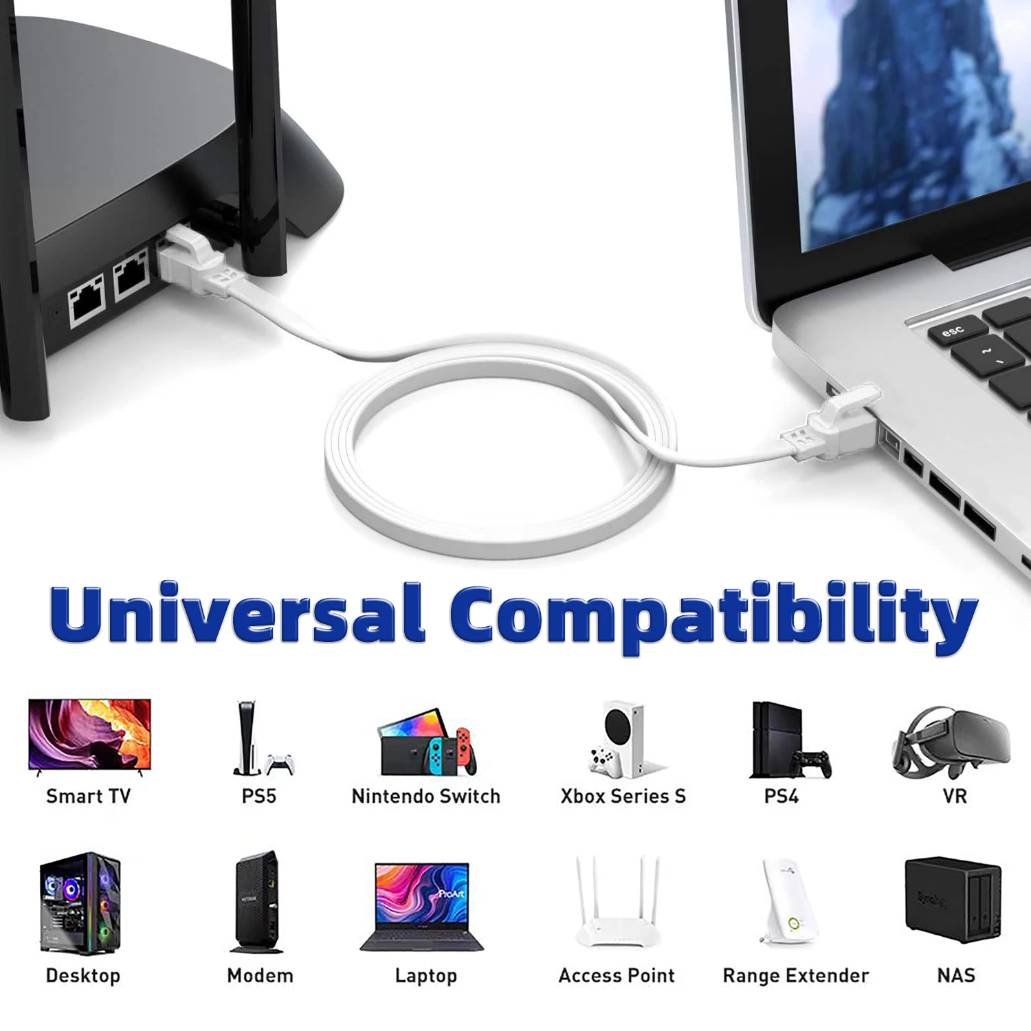 Nylon Braided Cat8 Ethernet Cable 40Gbps 2000MHz High-Speed RJ45 Network Cord for PS5 Laptops Routers Low Cat8 Cable Ethernet