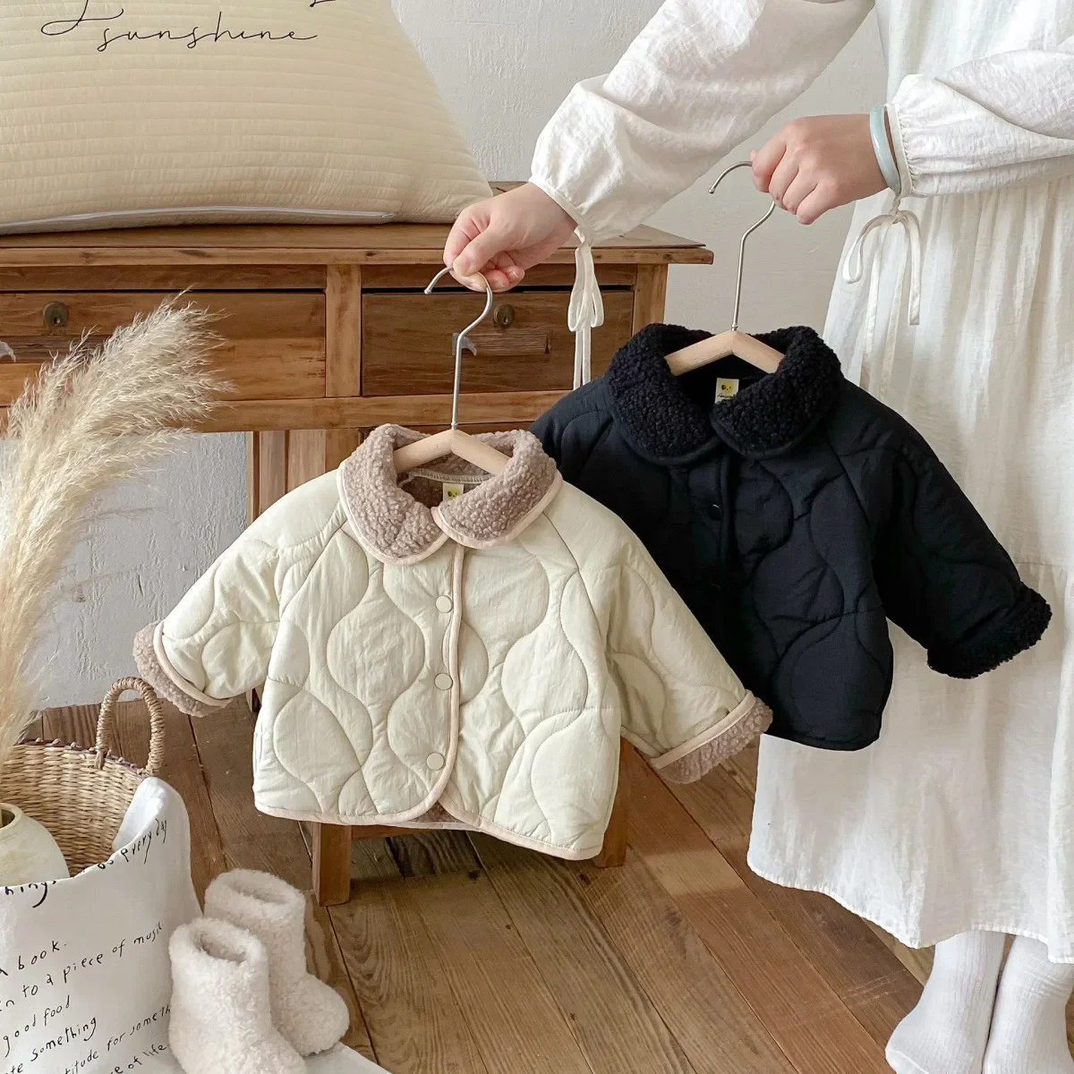 

Fashionable Thickened Autumn Winter Children's Jacket Retro Stylish Boys Girls Coat Warm Cotton Clothes for Kids 73-120CM