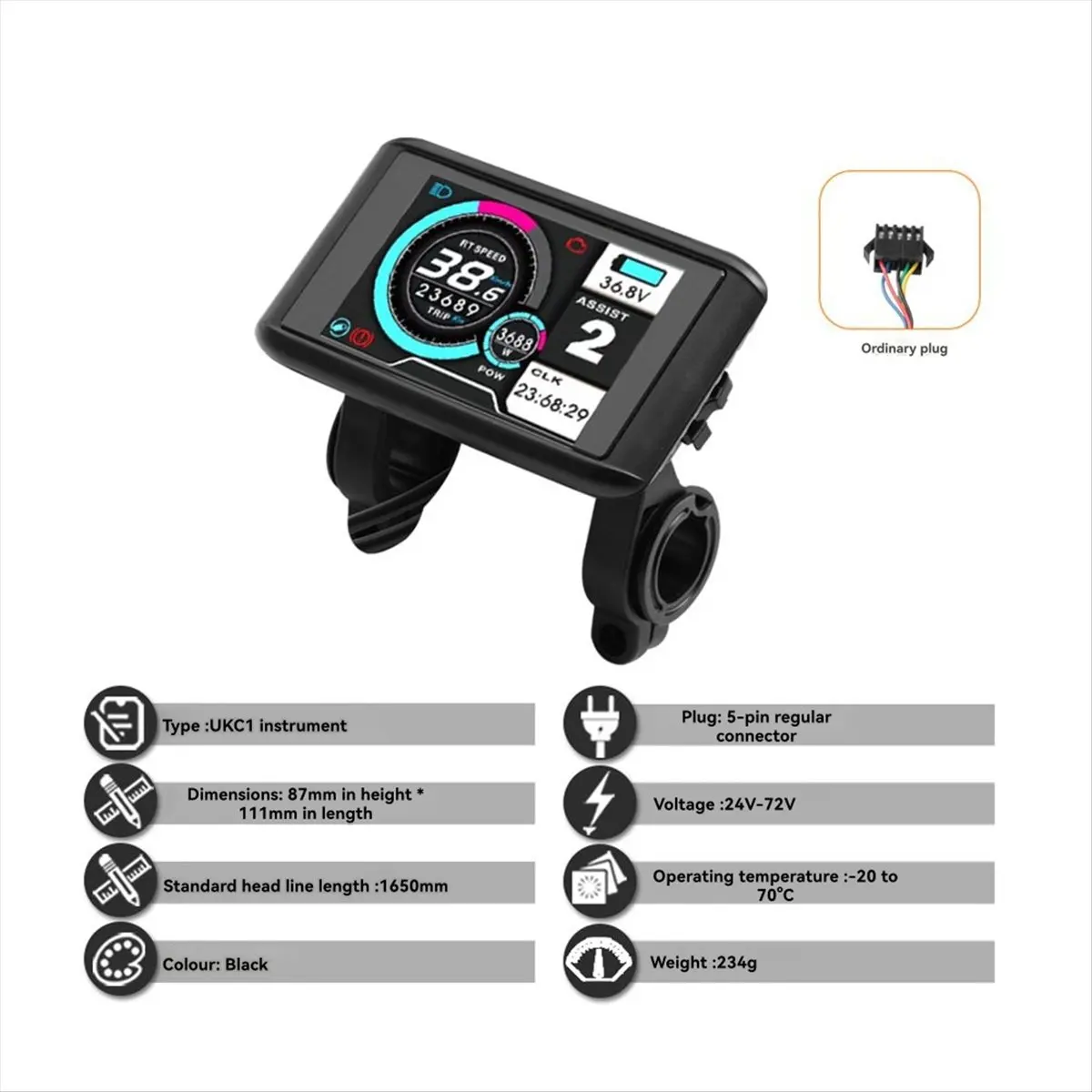 AB31 48V-72V 60A 1000W 3000W Brushless Motor Controller+UKC1 Color LCD Kit for Electric Mountain Bike Scooter Modification