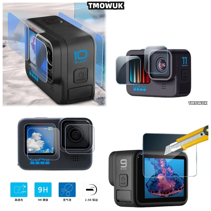 

For GoPro Hero12 11 10 9 Privacy Guardian Screen Protector - 9H Tempered Glass Anti-Blue Light Full Coverage With Anti-Glare & A
