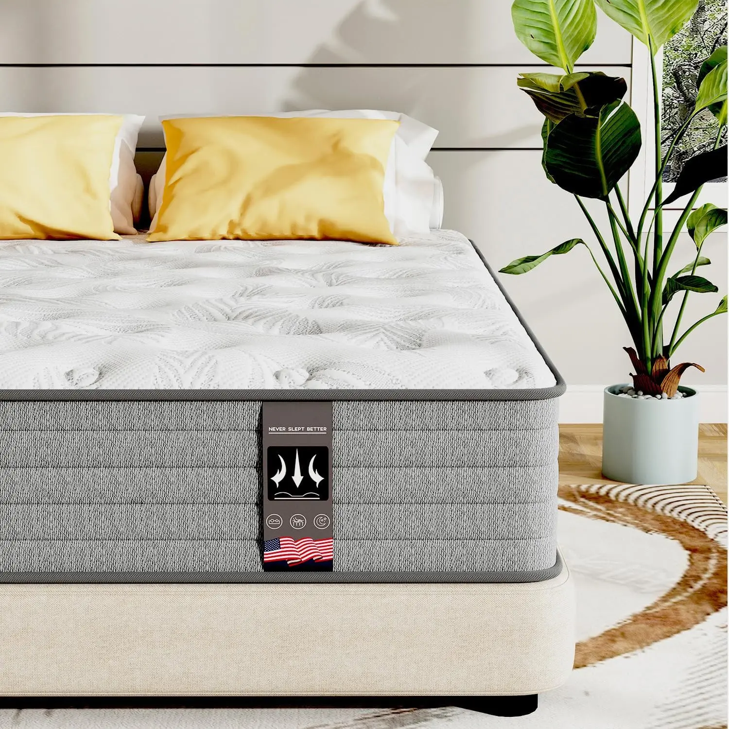 Mattress,12 Inch Hybrid Queen Size Mattress in a Box with Gel Memory Foam,Individually Pocket Springs for Pressure Relief,