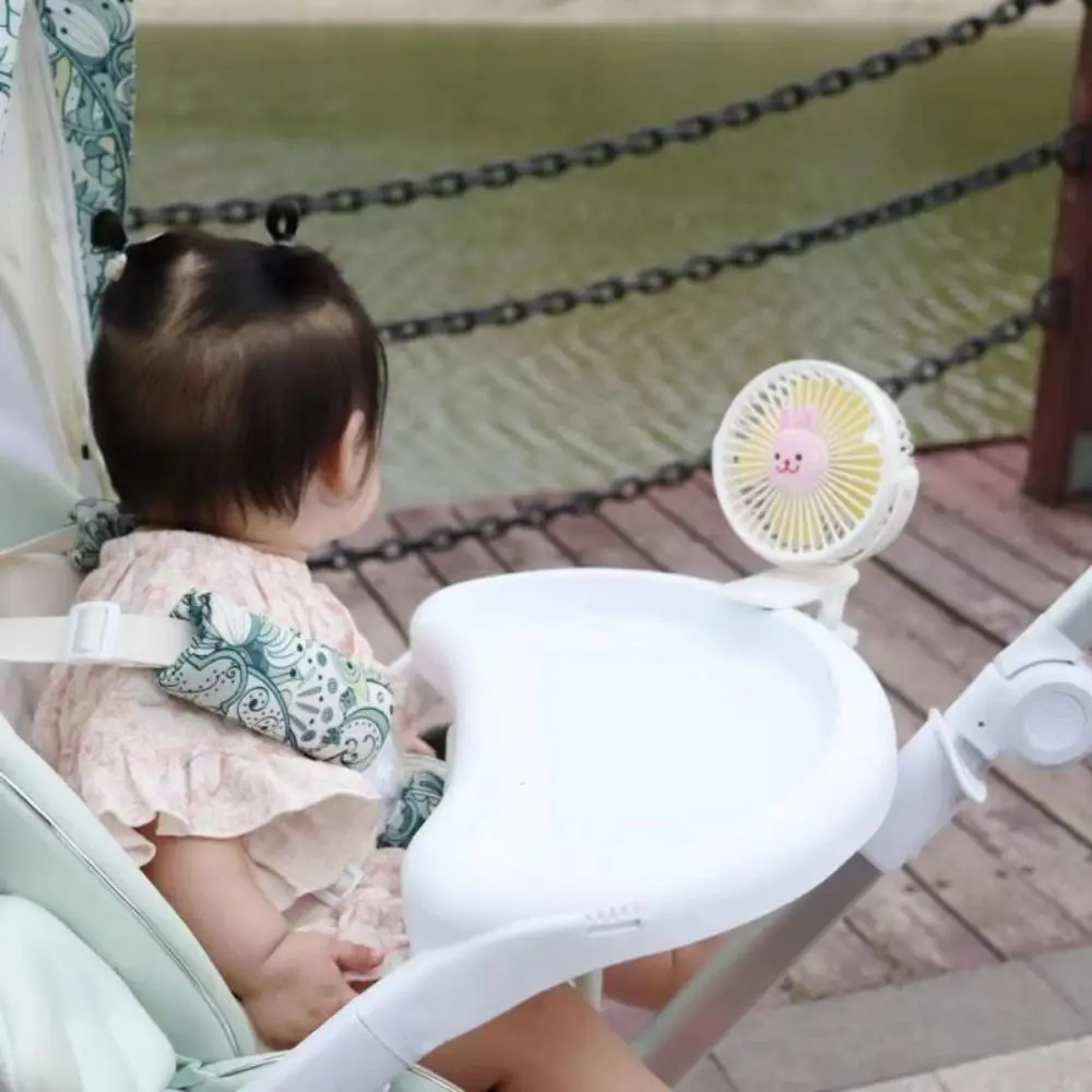 

Cartoon Baby's Cart Fan Portable Cute Bear Rabbit Baby Stroller Fan USB Rechargeable 3 Fan-blades Private Desk Fan Bike