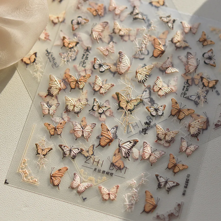 

1 шт. 5D рельефные наклейки AB Butterfly для дизайна ногтей кавайные японские желтые Самоклеящиеся Переводные украшения для ногтей слайдеры переводки DIY