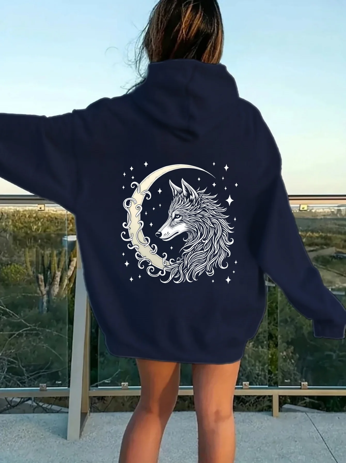 Women Fox Print Hoodie Unisex Autumn Winter Fleece Oversized Hooded Everyday Outdoors Hoodie for Any Occasion