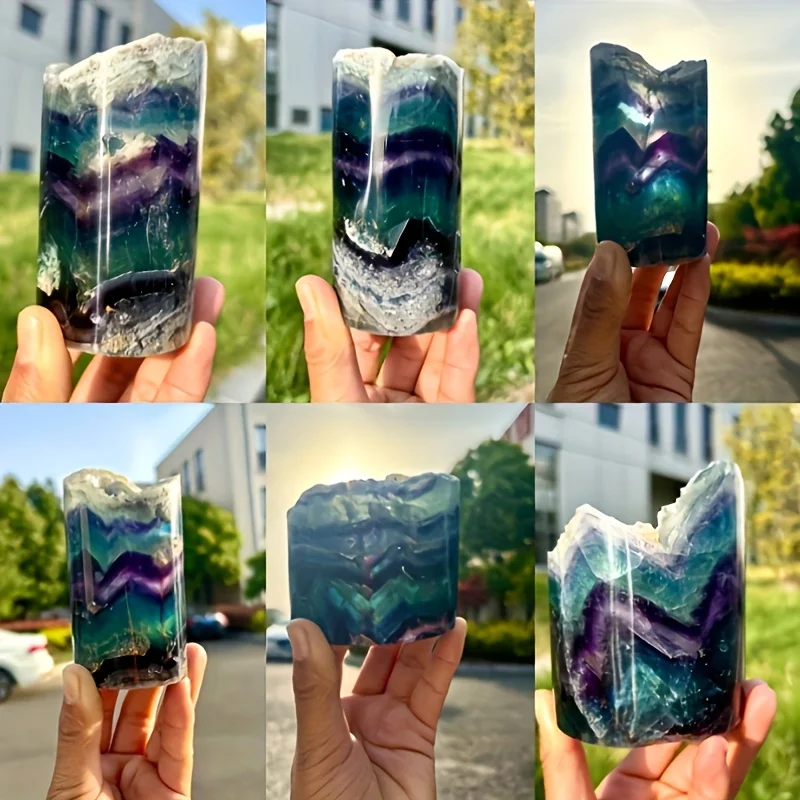

1pc Rainbow Fluorite Crystal Night Light with Colorful Swirls, Home Decor, Ideal Crystal Gift for Holidays, Decorative Light