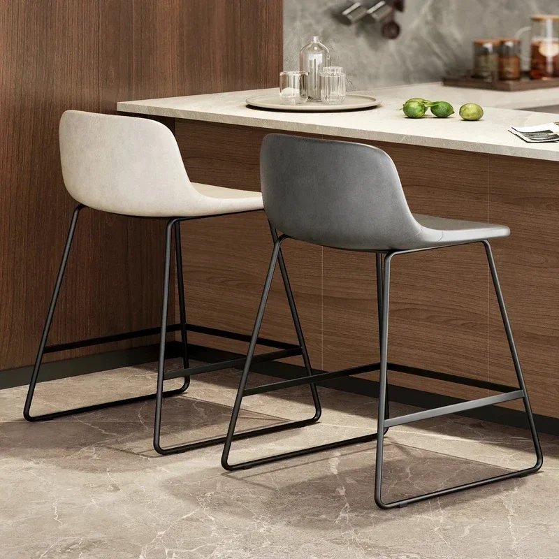 26 Inch Counter Height Bar Stools Faux Leather High Stools with Back Modern Bar Chairs with Metal Leg Counter Seating