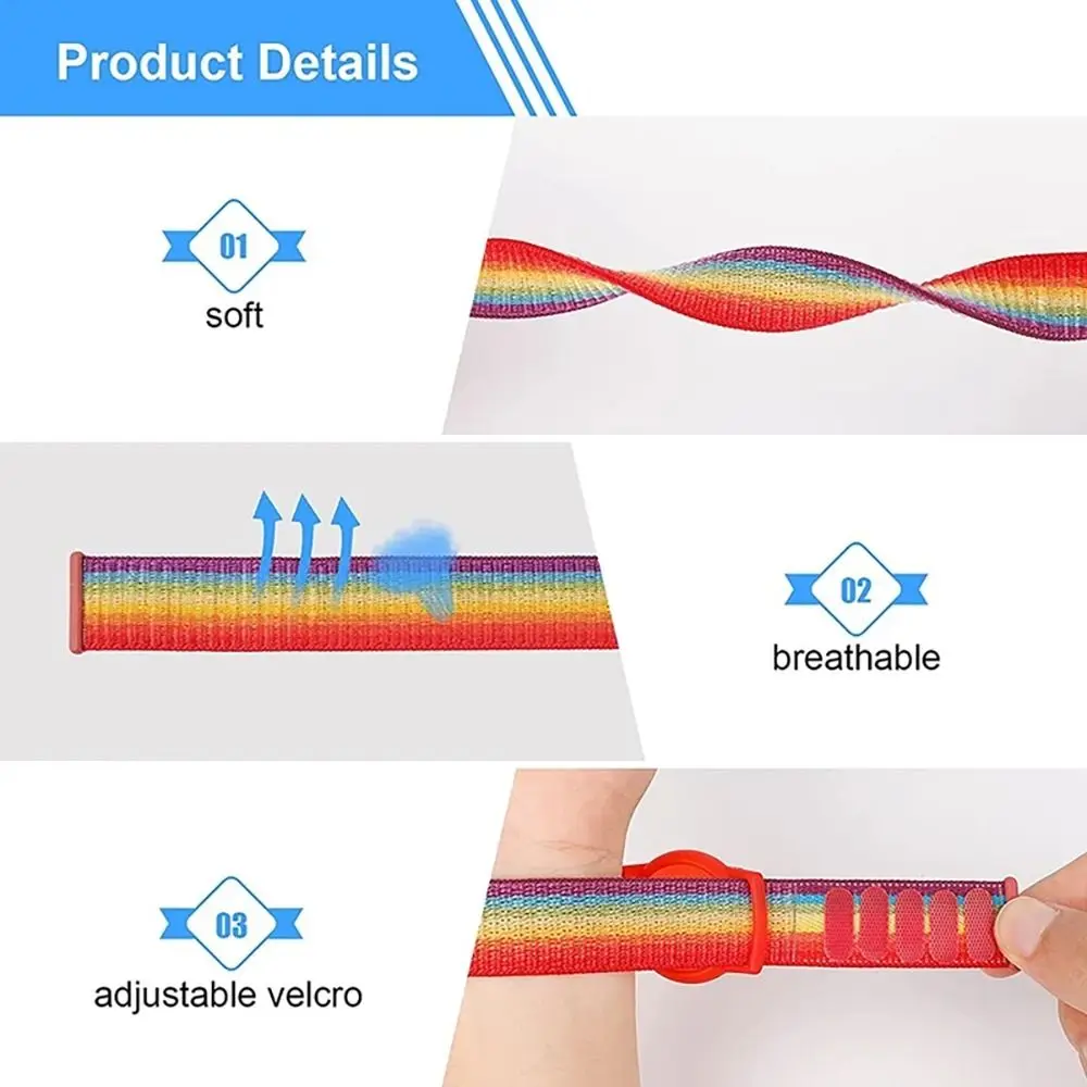 ไนลอนที่มีสีสันป้องกันกรณี Anti-Lost สายรัดข้อมือแบบถอดเปลี่ยนได้ปรับยืดสายนาฬิกาสําหรับ Airtag Cat