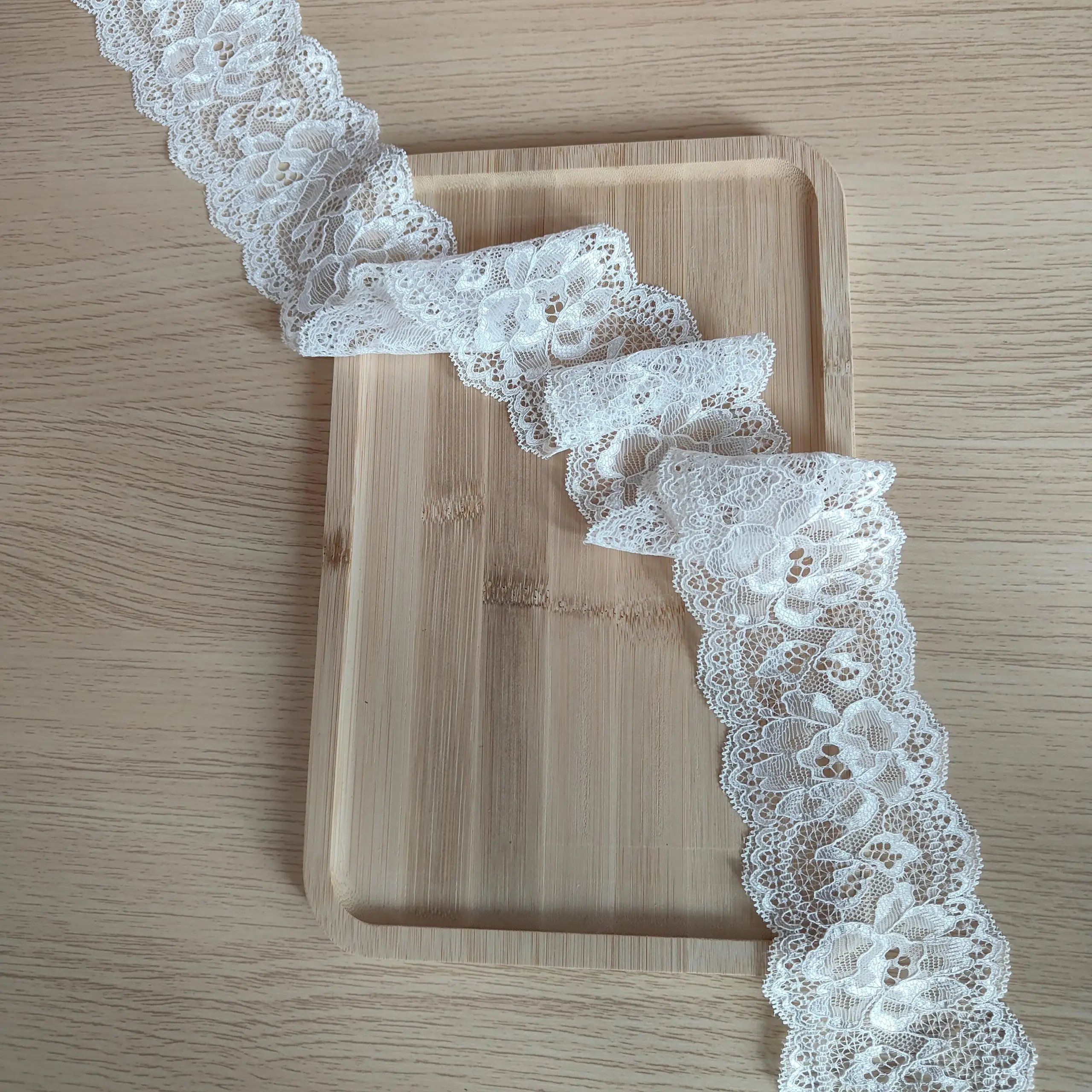 S2330-2 21-2 8cm white lace trim for underwear, Pressed Lace Clothes Sskirt Underwear Sewing Accessories