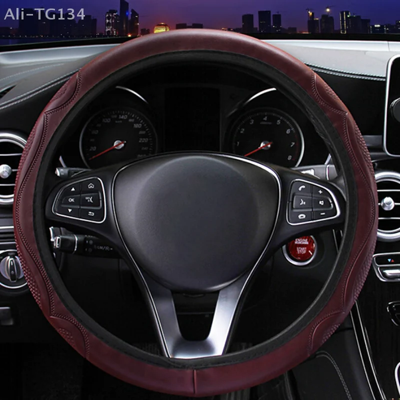 Universal Auto Car Steering Wheel Cover Leather Breathable Anti-slip 38cm SHIDWJ