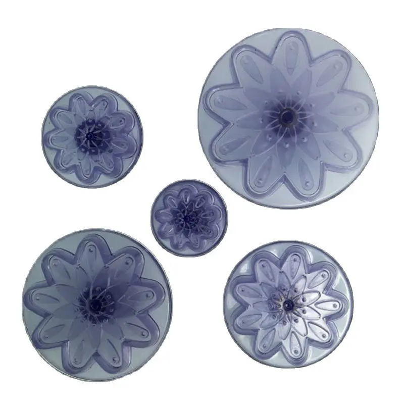 

Free Shipping Plastic 4pcs 9Petals Flower Shaped Cake Plunger Cutters DIY Fondant Molds Set HB0535