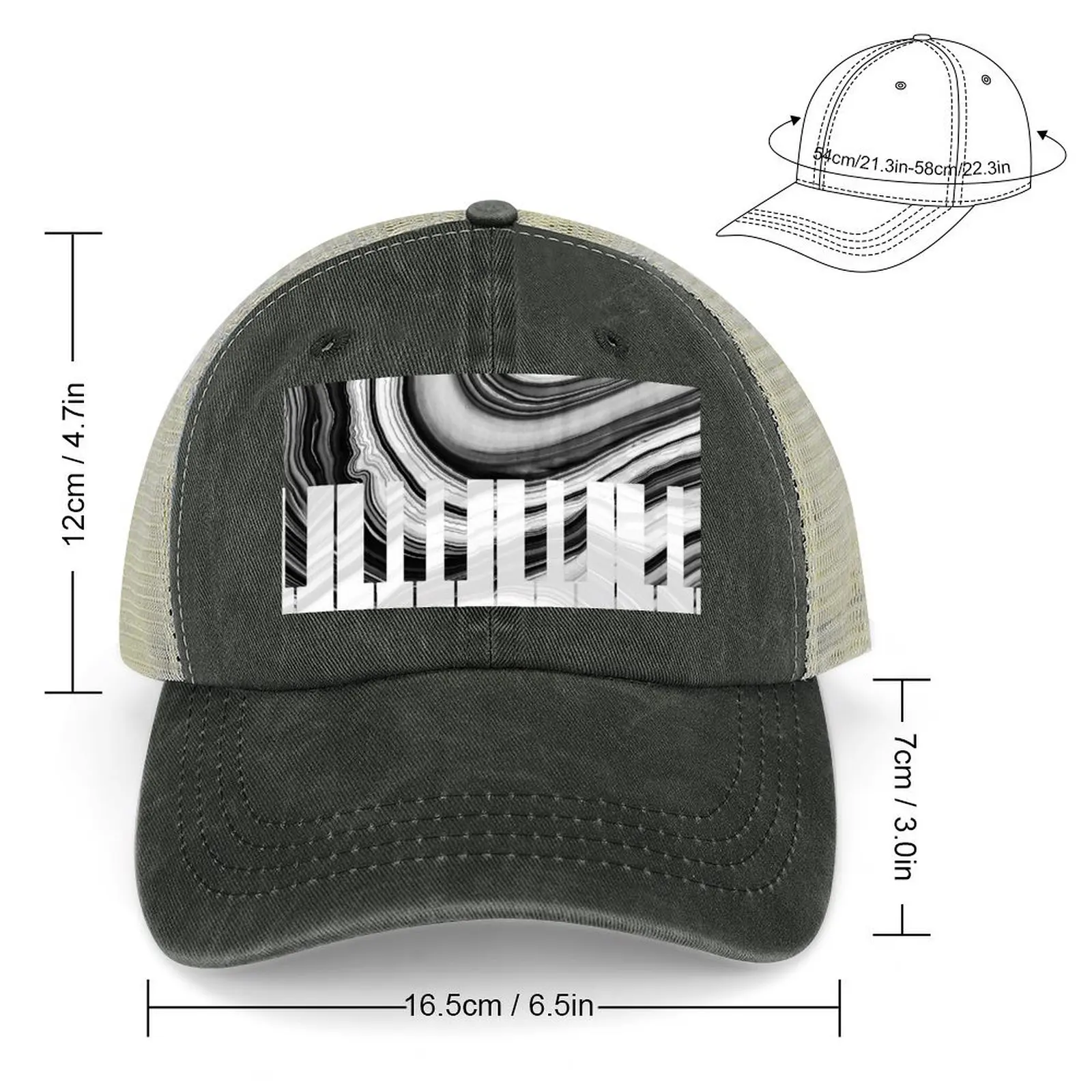 Marbled Music Art - Piano Keys - Sharon Cummings Cowboy Hat Luxury Cap Mountaineering Hats Man Women's