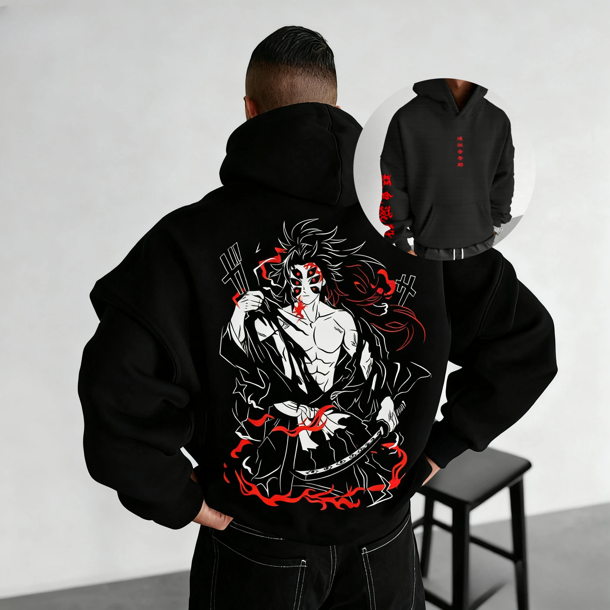 

Autumn Winter New Demon Slayer Anime Hoodie Men Women Pullover Sweatshirt Oversized Printed Jacket Streetwear Casual Hooded Y2k
