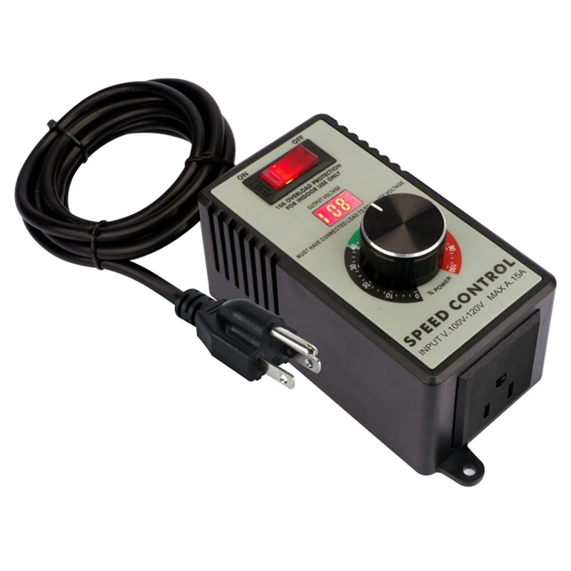 1 Piece AC Motor Speed Controller Plastic As Shown With Overload Protection Switch & Voltage LED Display Screen US Plug