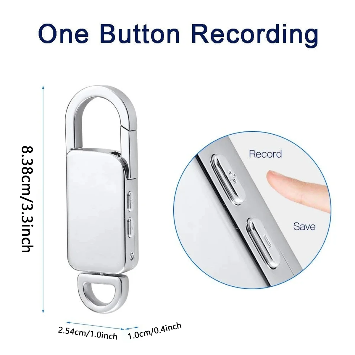 64GB Mini Digital Recorder Spy Keychain Voice Recorder -750 Hours 192KBPS One-key Recording Voice Activated USB Audio Recor