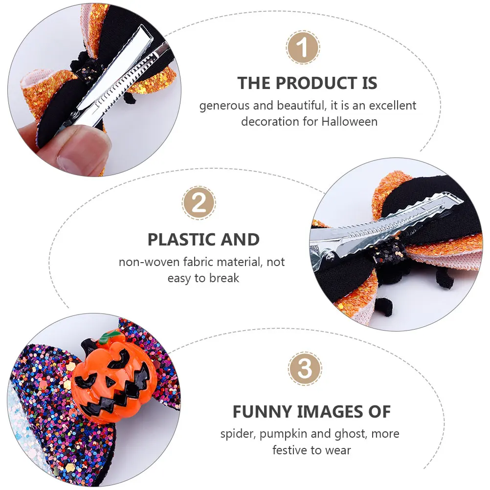 

8pcs Halloween Hair Clips Butterfly Hairpins Colorful Bowknot Headdress For Kids Costume Party Masquerade Durable Fabric Metal