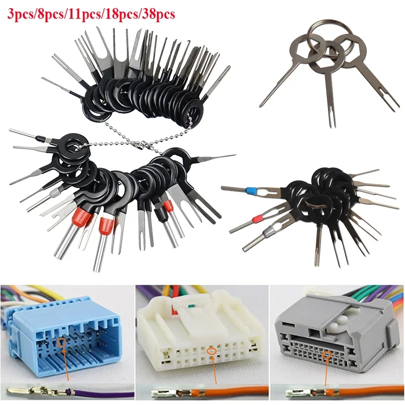 18/26/38pcs Car Terminal Removal Pin Extractor Kit Electrical Wiring Crimp Connector Car Repair Tool Plug Puller Automotive