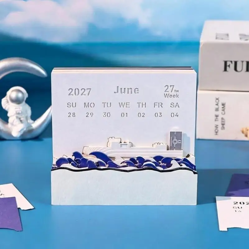 Time Piece Calendar 2027 Desk Calendar 3D Tear-away Calendar Paper Carving Art Memo Pad Notepad Christmas Desktop Decoration
