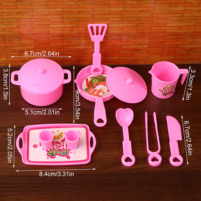 Mini utensílios de cozinha conjunto casa de bonecas simulação pote bandeja copo conjunto boneca casa cozinha decoração fingir jogar brinquedos presentes do miúdo