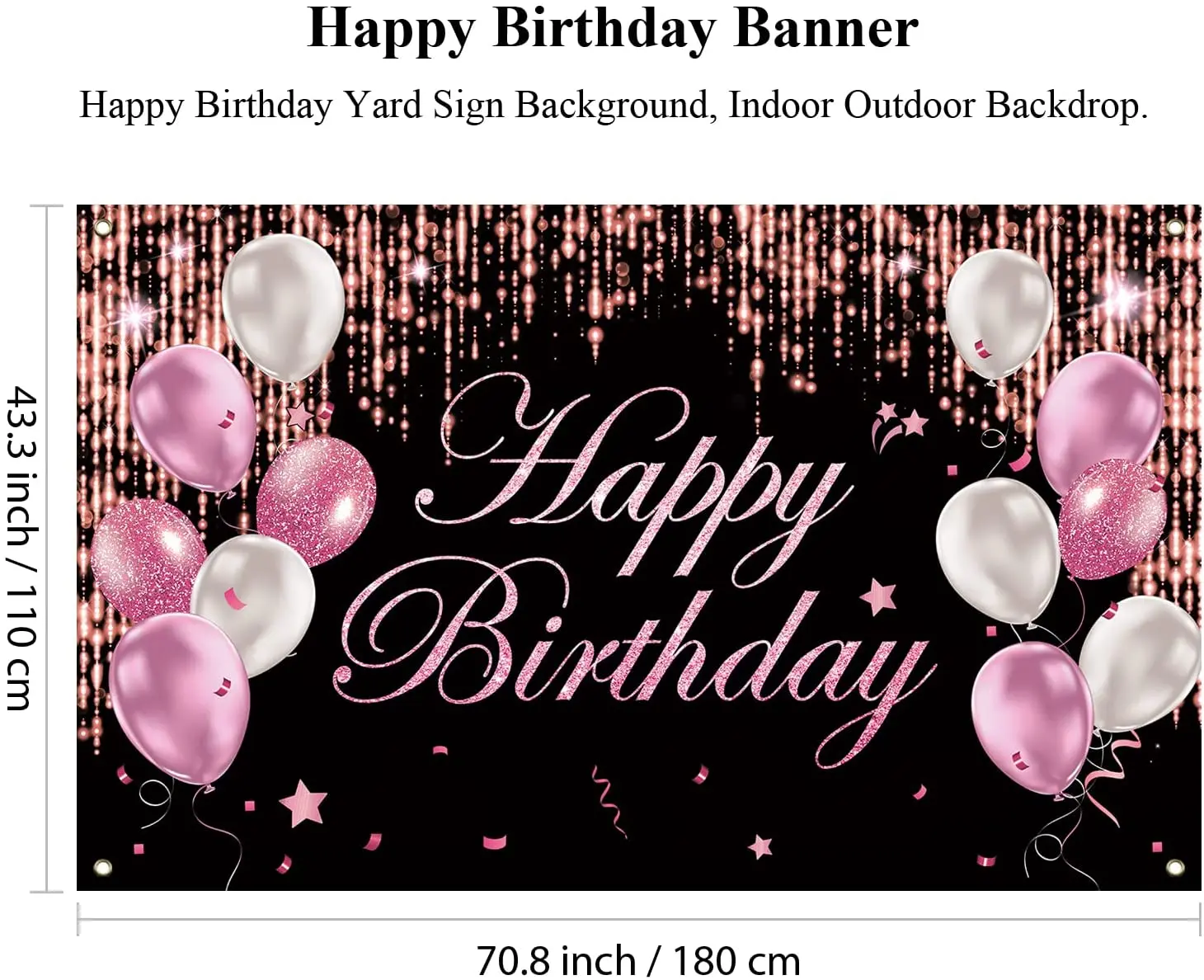 Happy Birthday Banner, Happy Birthday Yard Sign Background, Indoor Outdoor Birthday Backdrop, Party Decorations Banner for Women