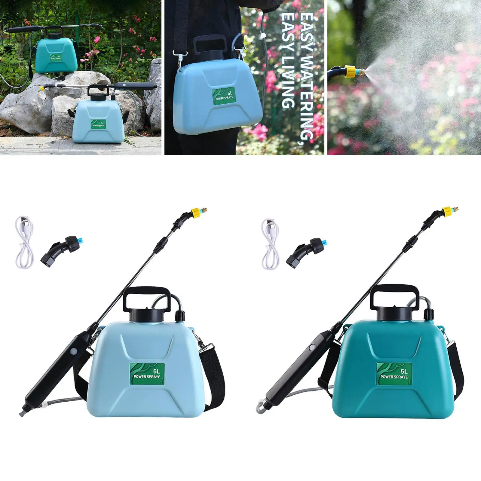 Pump Sprayer Plant Watering Telescope Wand 1.32Gallon Battery