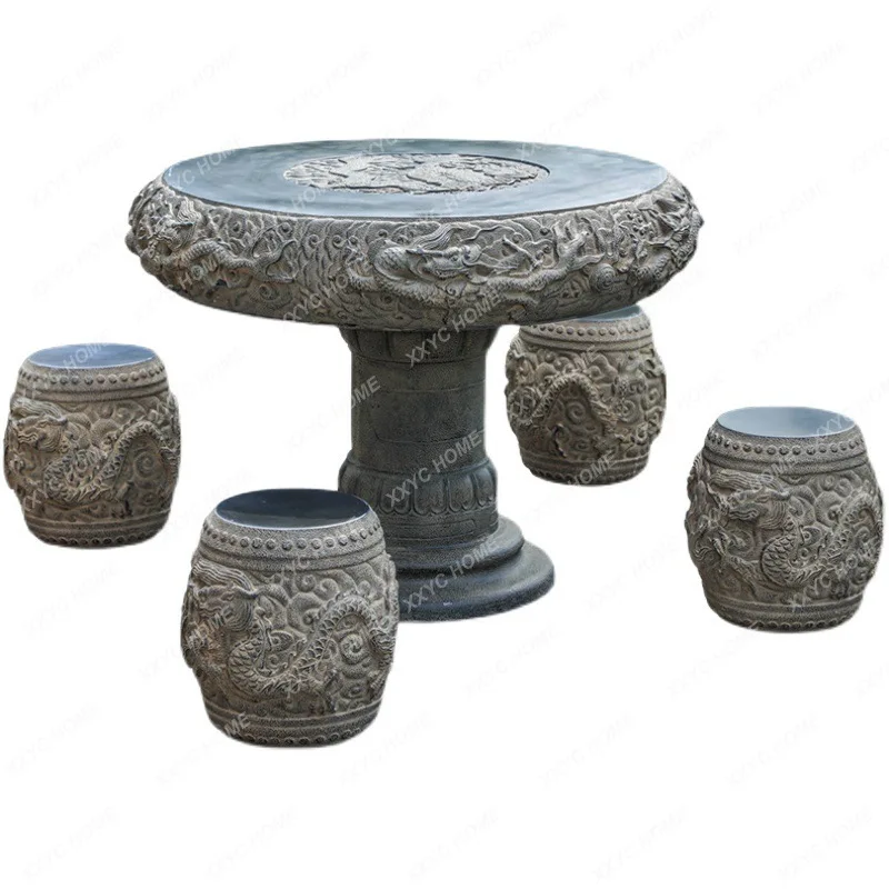 

Outdoor Courtyard Garden Coffee Table Outdoor Balcony Outdoor Creative Tea Table Combination Chinese Style