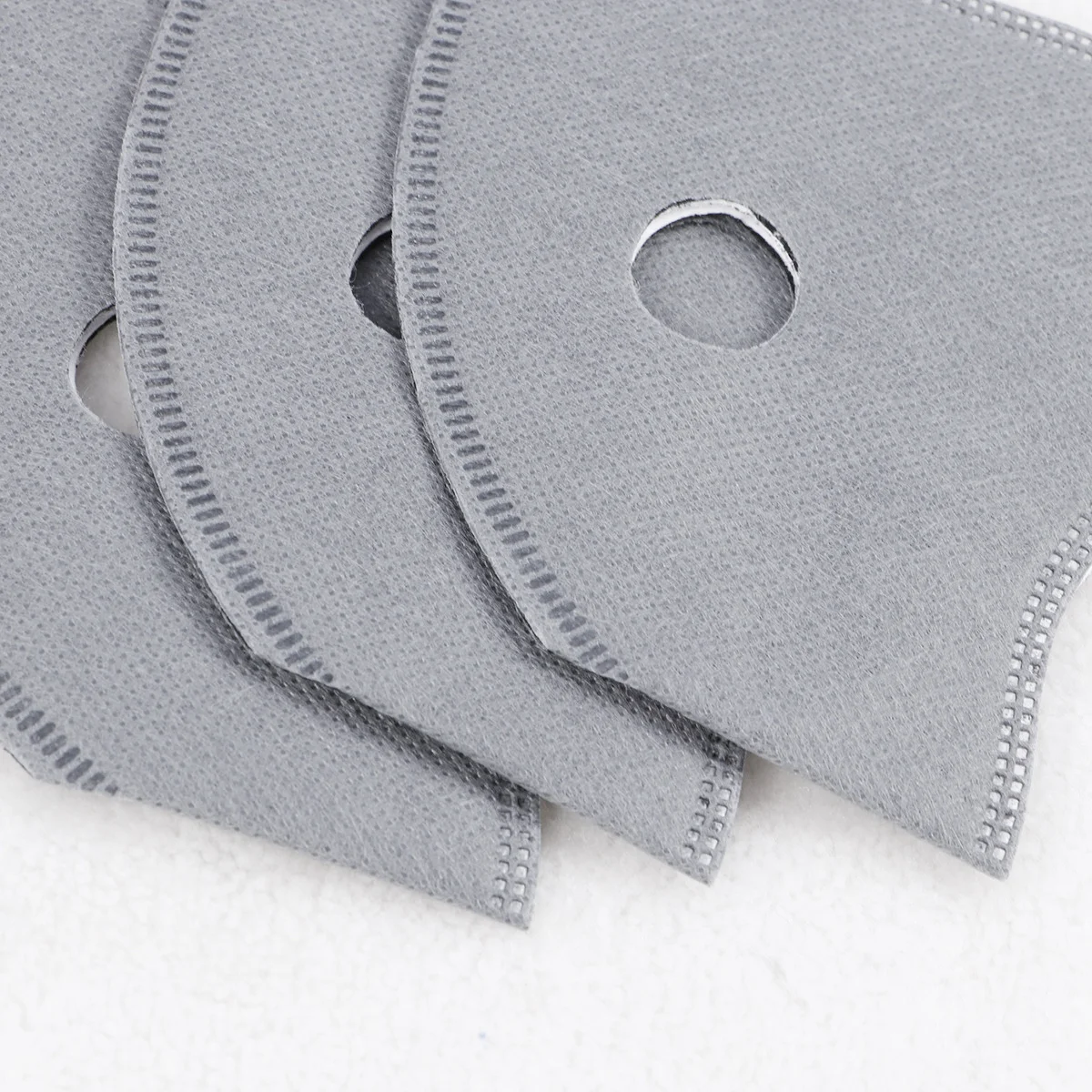 

3pcs Anti-Dust Mask Liner Gray Ergonomic Curved Design Activated Carbon Breathable Fiber Windproof Fog Pollution Protection