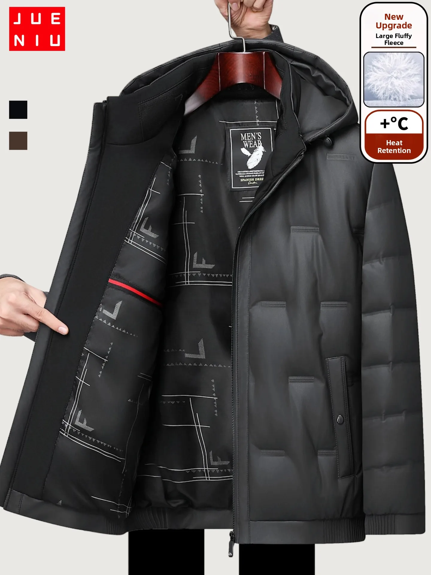 

Мужская пуховая куртка большого размера Thiened, зимняя одежда, теплая уличная одежда Ci, повседневная, со съемным капюшоном, 3D ветрозащитный дизайн