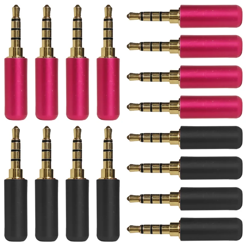 4Pcs Gold-Plated 3.5mm Stereo Plug AUX Audio 4-Pole Solder Connector for DIY Headphone Cable Repair