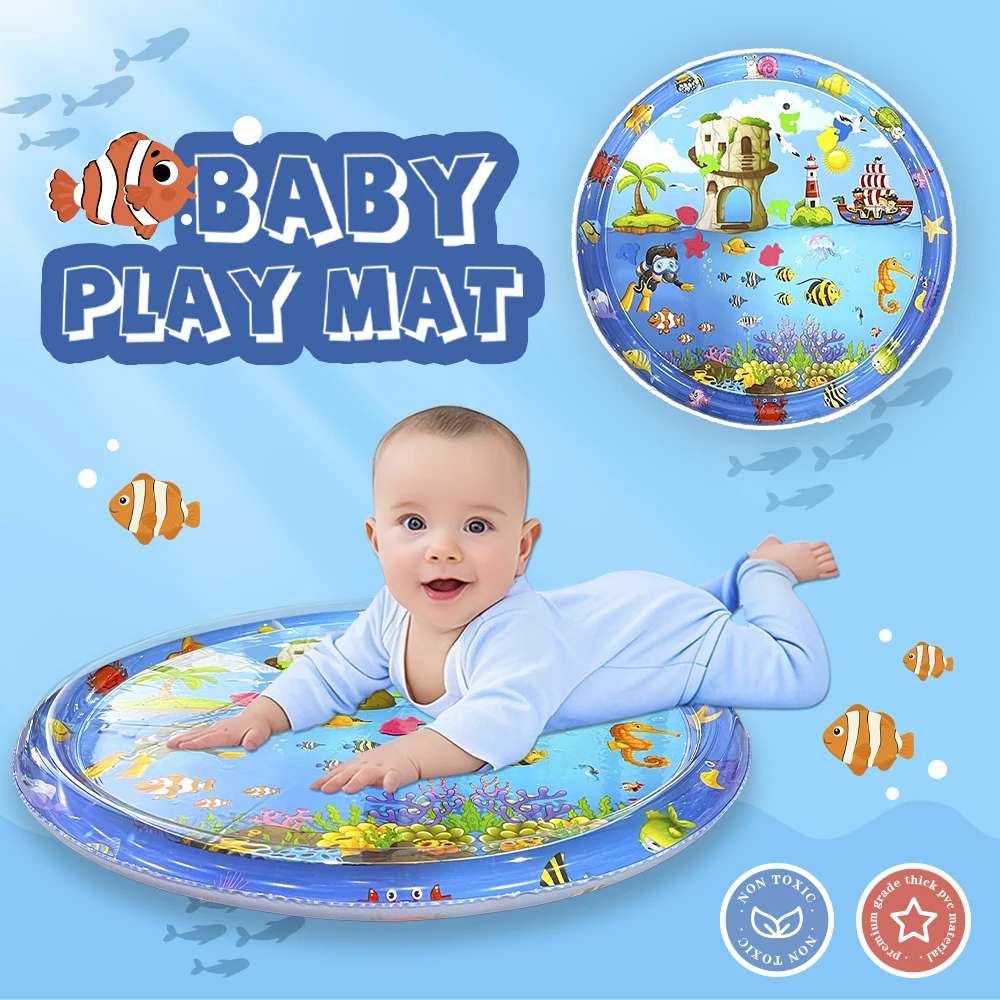 100cm round inflatable water cushion cartoon ocean diving pattern suitable for children's puzzle toy perfect gift
