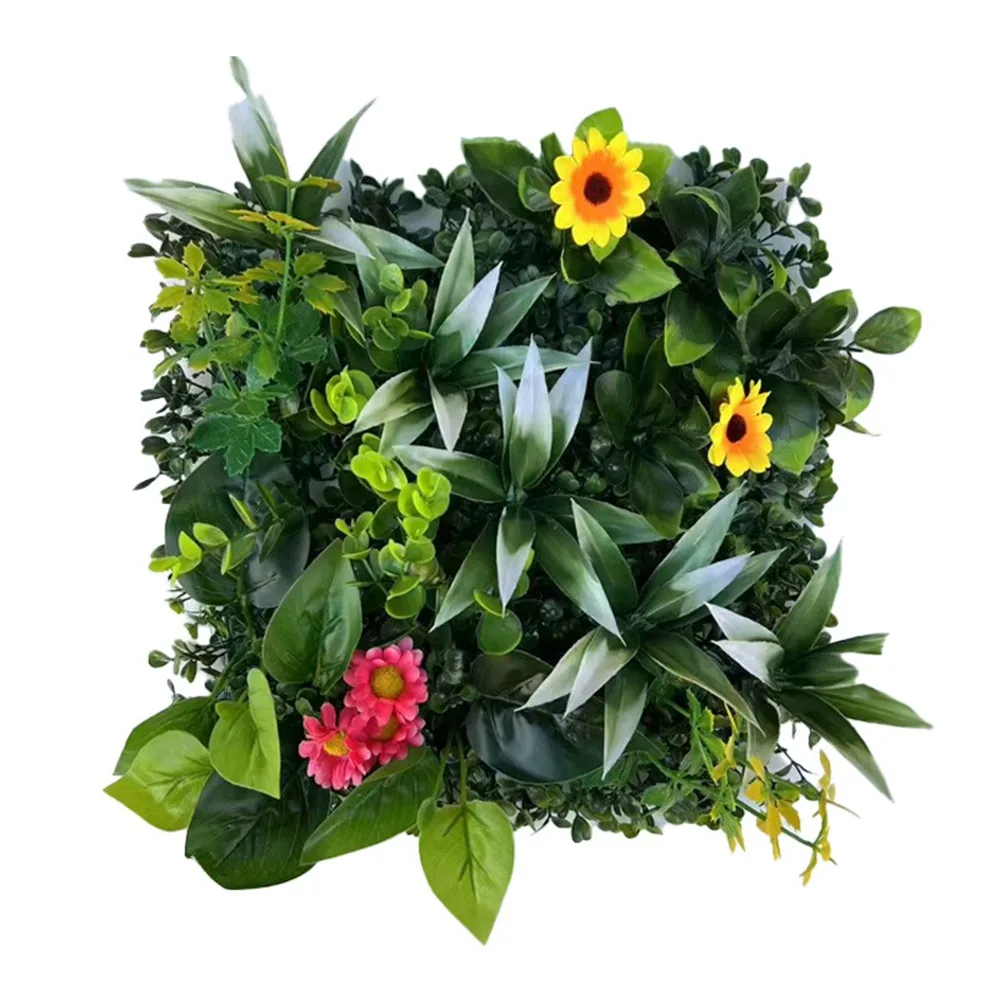 

DIY Artificial Plant Wall Panel Flower Sunflower Artificial Eucalyptus Carpet Green 25*25cm Simulation Maple Plant Sheet