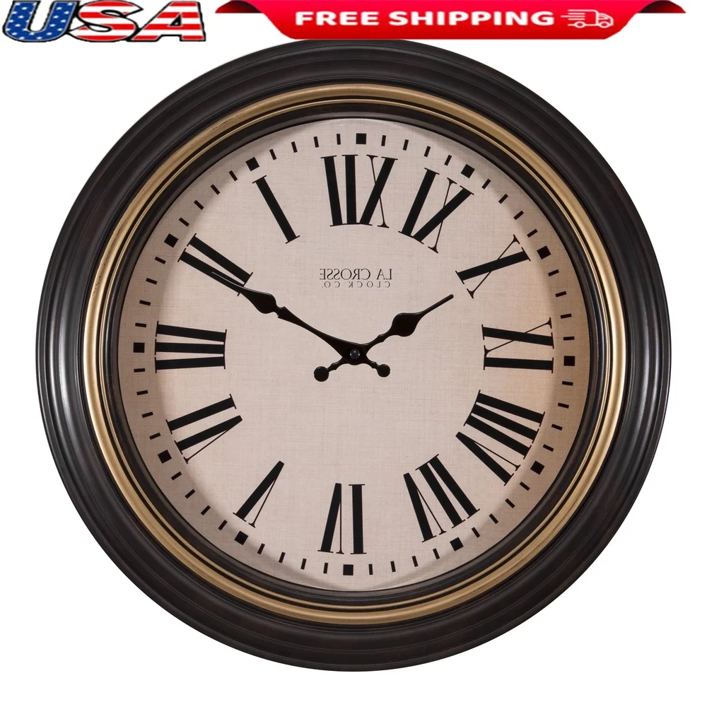 

Elegant 18 Inch Analog Wall Clock Quartz Precision Battery Operated Home Office Decorative Timepiece Roman Numerals