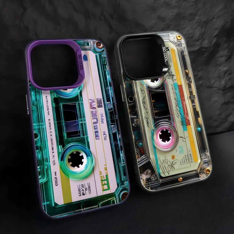 Funda creativa de casete único para iPhone 17 16e 16 15 14 13 12 11 mini Pro Max X XR XSMAX 8 Air Plus, mate antigolpes 2