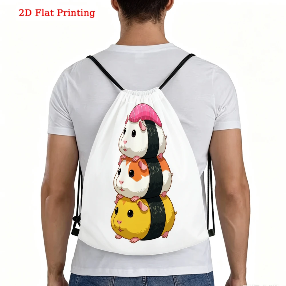 Stacked Guinea Pig Sushi Roll Drawstring Backpack, Travel Shoe Bag, Fitness Sports Backpack, Travel Outdoor Drawstring Bag