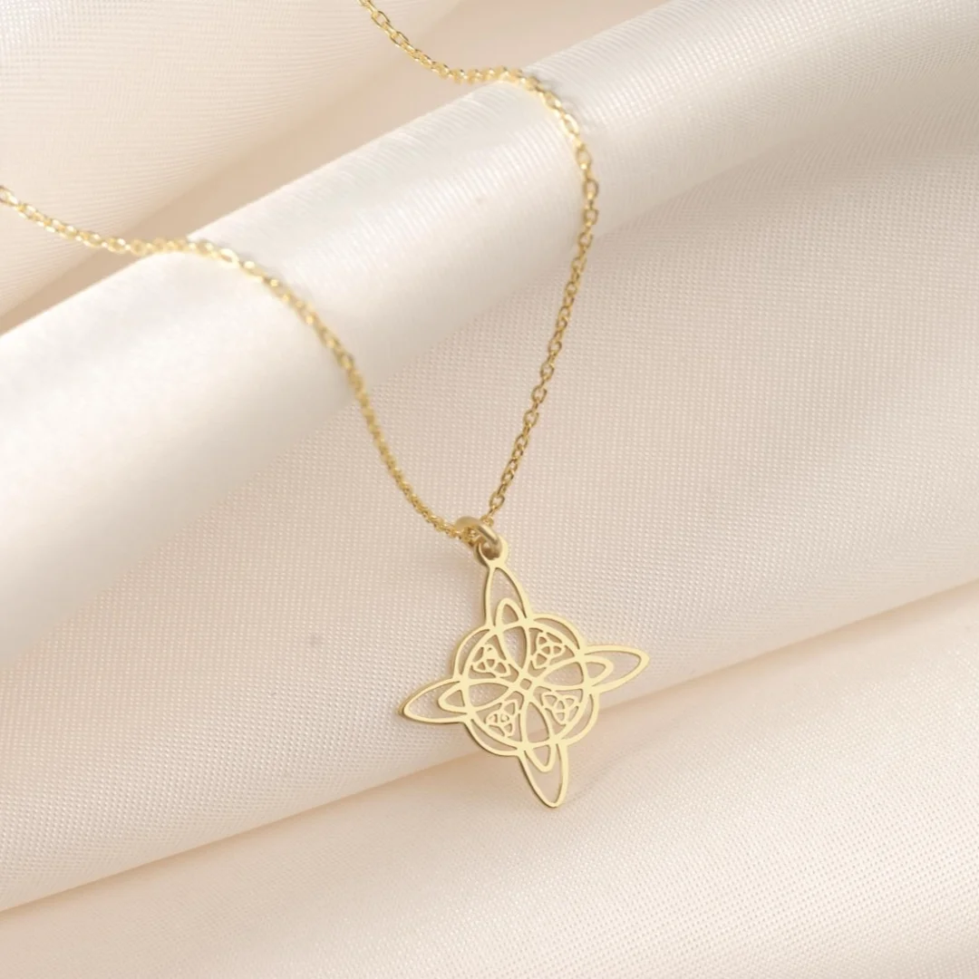 Stainless Steel Wicca Witchcraft Witch Knot Necklace Choker Necklaces Vintage Amulet Supernatural Jewelry Gift for Women