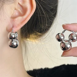 2024 European And American Style Metal Ball Earrings Personalized Fashion Stud Earrings Ladies Women Travel Wedding Accessories