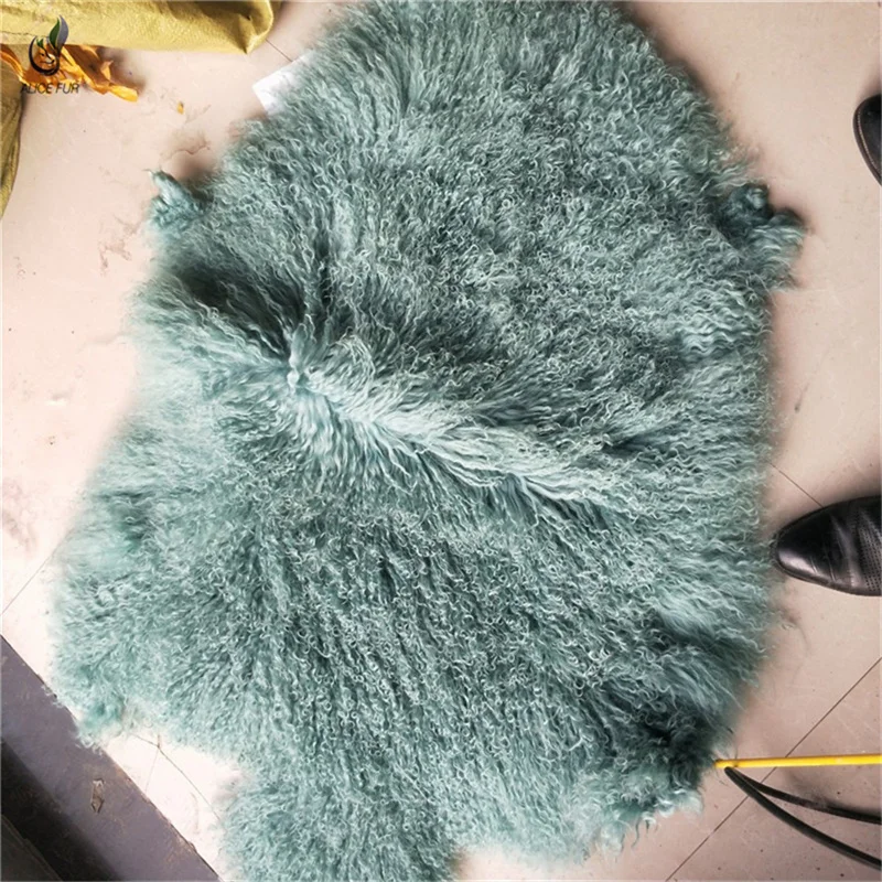 Home Decorate Real Natural Long Hair Mongolian Fur Curly Sheepskin Tibet Area Rug For Sofa Floor Living Room